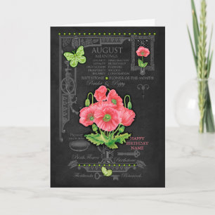 Carte personnalisée Fleur de naissance Août Craie