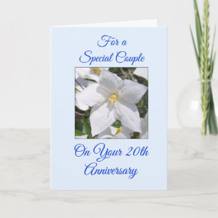 Carte personnalisée Fleurs blanches 20e anniversai