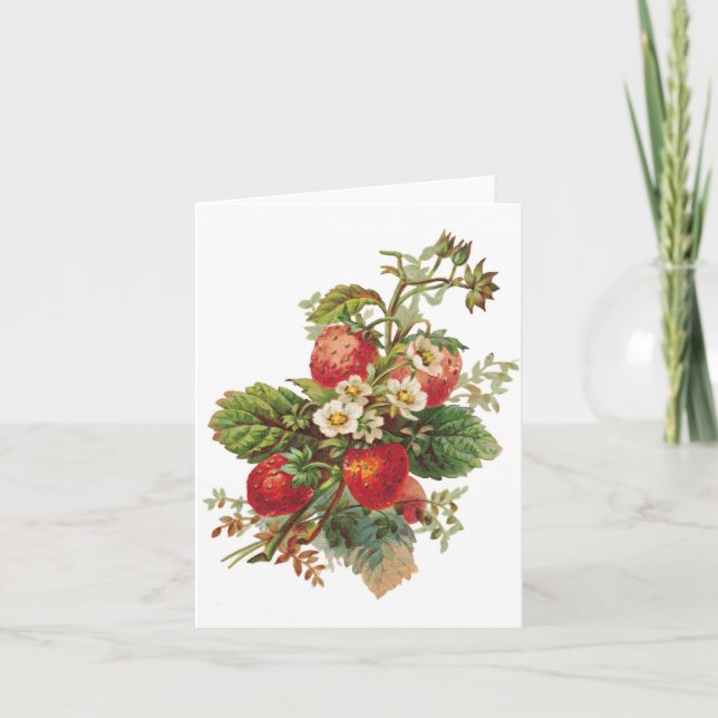 Carte personnalisée Fleurs fraises (Devant)