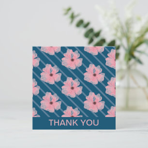 Carte personnalisée Fleurs roses et rayures