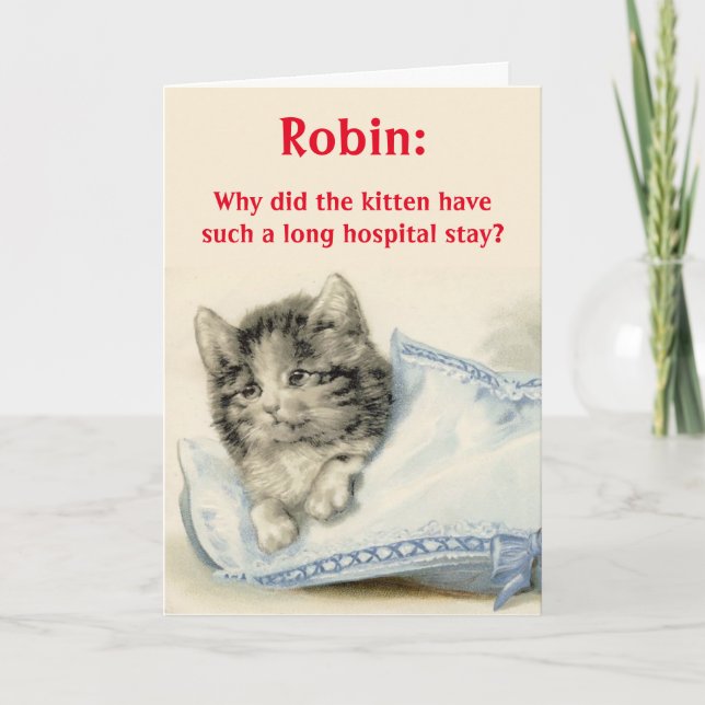 Carte personnalisée Get Well Card avec Joke Chat (Devant)