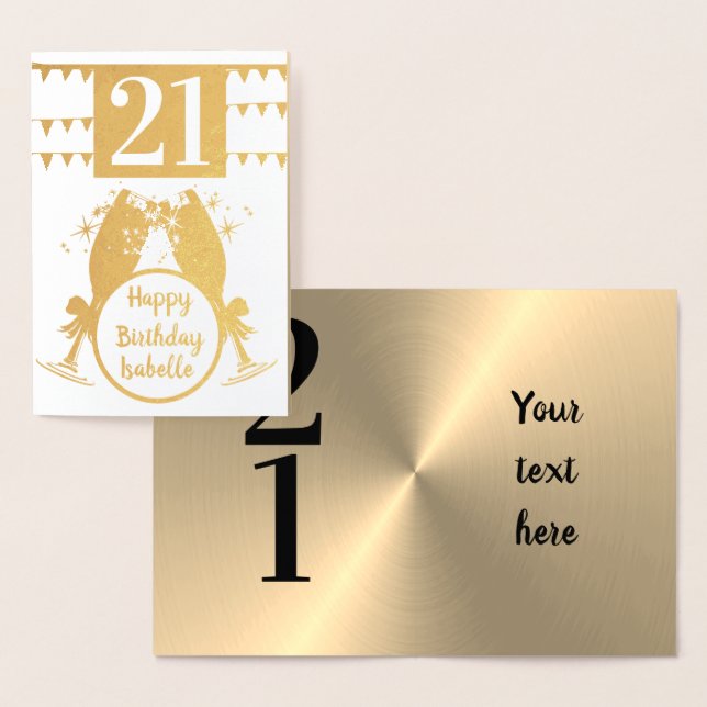 Carte personnalisée Gold 21e anniversaire (Affichage)
