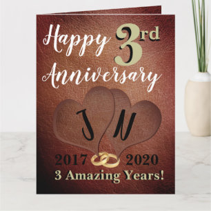 Carte personnalisée Happy 3e anniversaire Mariage