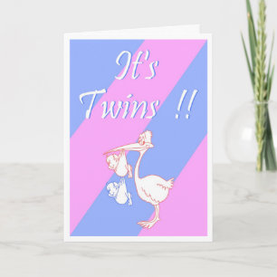 Carte personnalisée "It's Twins!!" (Boy/Girl)