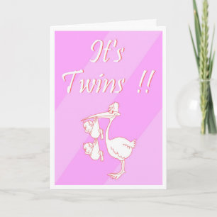 Carte personnalisée "It's Twins!!" (Girls)