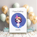 Carte Personnalisée jolie fille d'anniversaire<br><div class="desc">Carte d'anniversaire pour une petite fille avec une jolie petite fille d'anime. À l'intérieur de la carte,  vous pouvez la personnaliser et ajouter le nom de votre fille ou de votre petite-fille.</div>