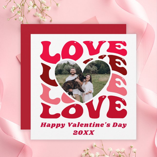 Carte personnalisée Joyeuse Saint-Valentin avec ph (Custom Photo Happy Valentine's Day Holiday Card
)