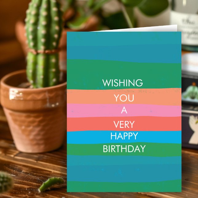 Carte personnalisée Joyeux Anniversaire rayures si (Colorful Simple Stripes HAPPY BIRTHDAY CUSTOM Card
)