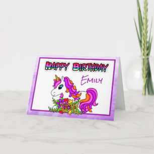 Carte Personnalisée Joyeux anniversaire Unicorn Girl 