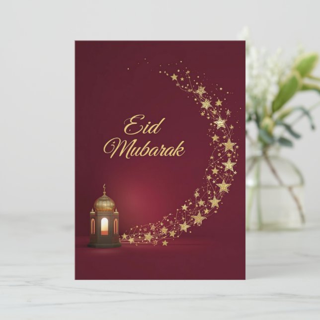 Carte personnalisée moderne Eid Mubarak (Debout devant)