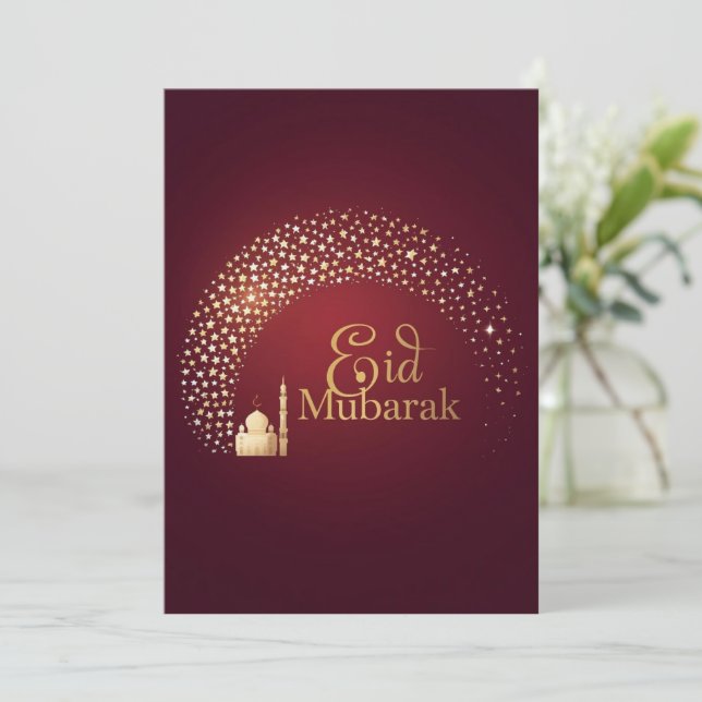 Carte personnalisée moderne Eid Mubarak (Debout devant)