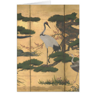 Carte personnalisée Oiseaux japonais Fleurs Quatre