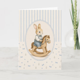 Carte personnalisée Pastel Vintage Bunny Boy