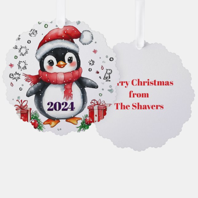 Carte personnalisée Pingouin en papier mignon (Recto/Verso)