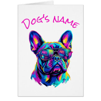 Carte personnalisée Pop Art Bouledogue Français NY