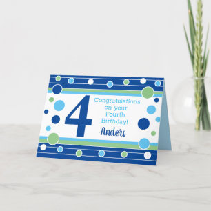 Carte personnalisée pour le quatrième anniversaire