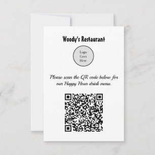 Carte personnalisée QR Code Restaurant Happy Hour 