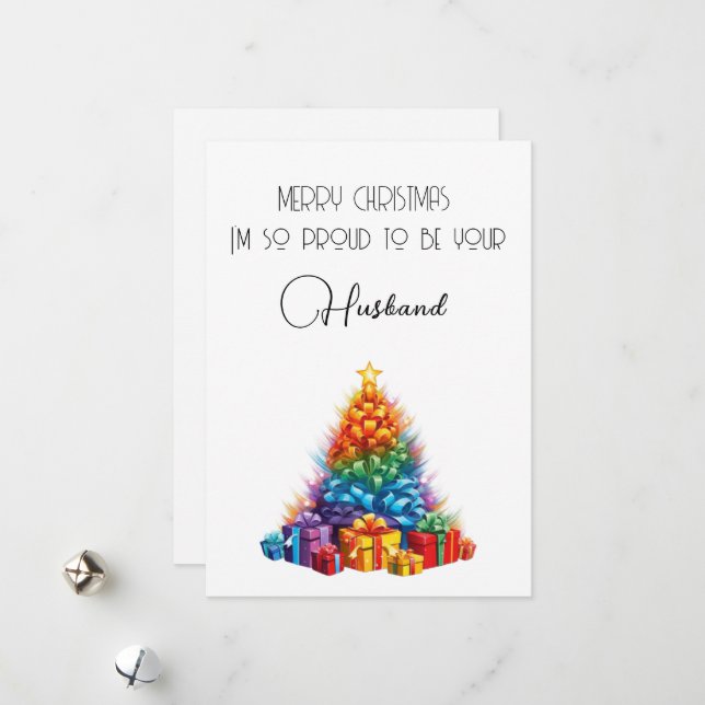 Carte personnalisée Rainbow Christmas (Devant/Arrière en situation)