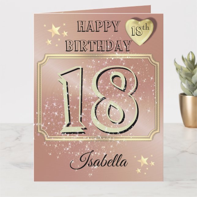 Carte personnalisée Rose Gold 18e anniversaire (Petite plante)