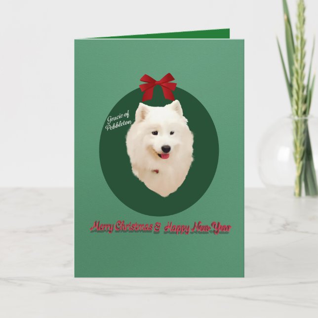 Carte personnalisée Samoyed Christmas Holiday (Devant)