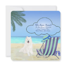 Carte personnalisée Samoyed "We Have Moved" 5,25 p