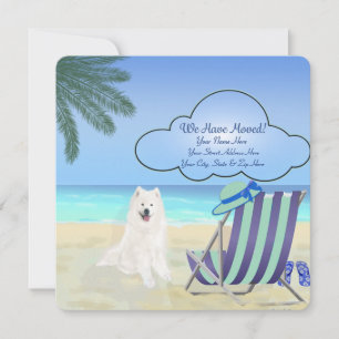 Carte personnalisée Samoyed "We Have Moved" 5,25 p