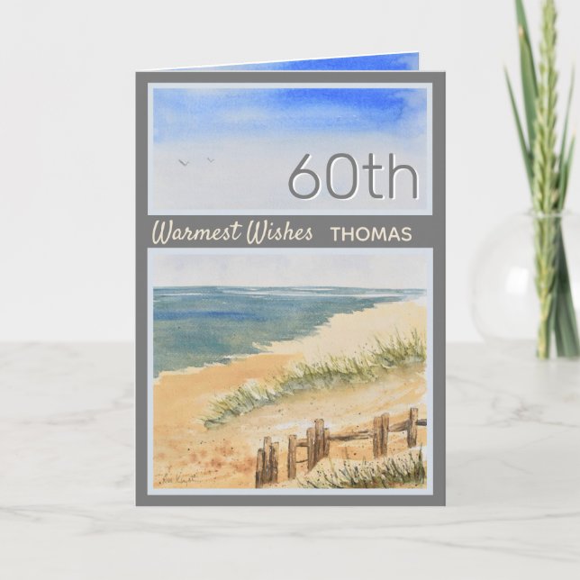 Carte personnalisée Seashore Beach 60e anniversair (Devant)