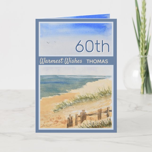 Carte personnalisée Seashore Beach 60e anniversair (Devant)
