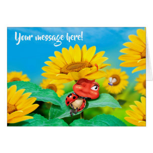 Carte personnalisée Snooing petit tournesol Ladybu