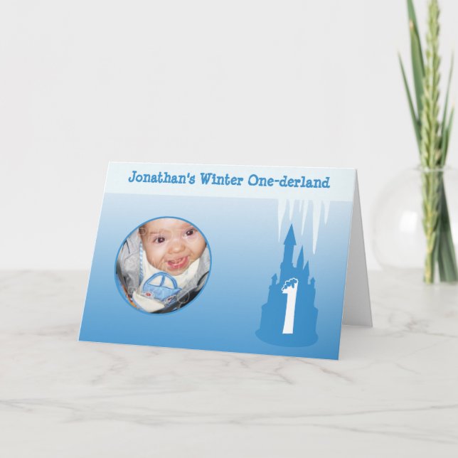 Carte Personnaliser Birthday Boy Winter Onederland Photo (Devant)
