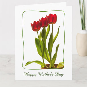 Carte Personnaliser : "Bonne fête des mères" Tulipes rou