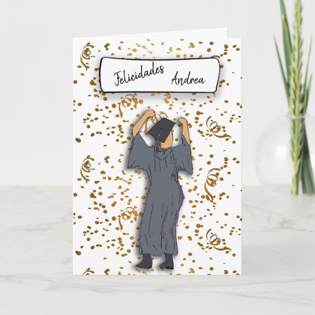 Carte Personnaliser Felicidades Diplômé (hispanique) (Devant)