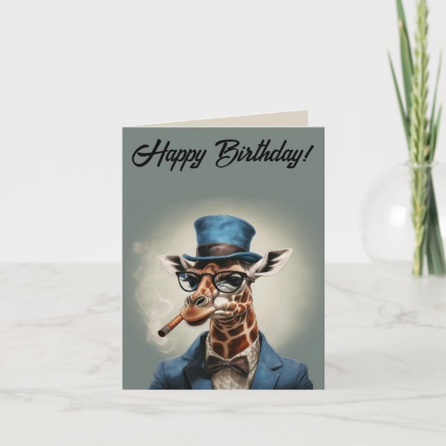 Carte Personnaliser Giraffe en haut chapeau Joyeux anniv (Devant)