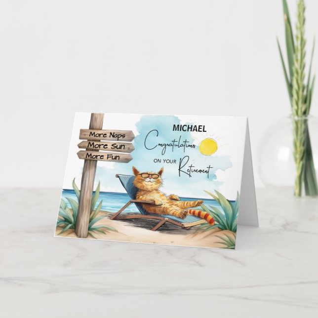 Carte Personnaliser la retraite Félicitations Cat Relaxi (Devant)