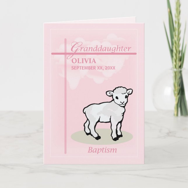Carte Personnaliser le nom Grand-fille Baptême Rose fill (Devant)
