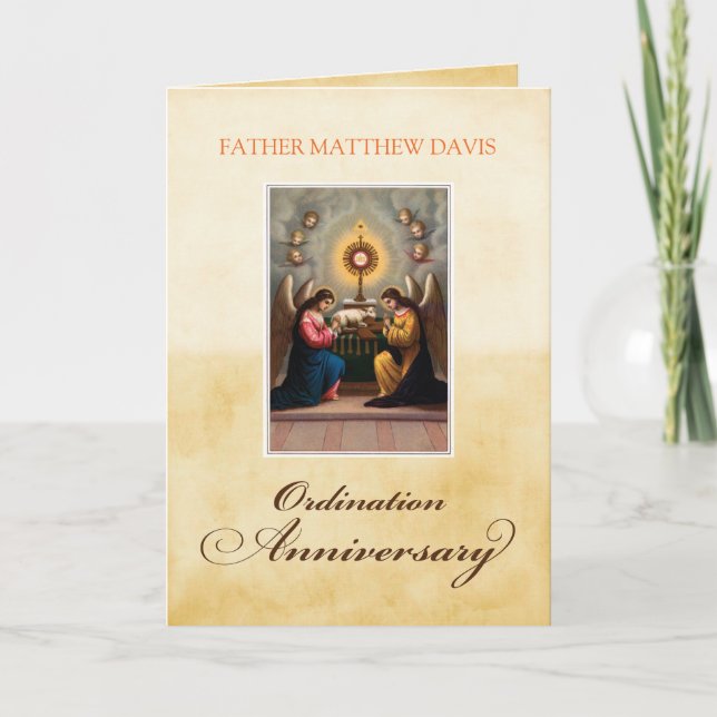 Carte Personnaliser le nom Ordination Anniversaire Angel (Devant)