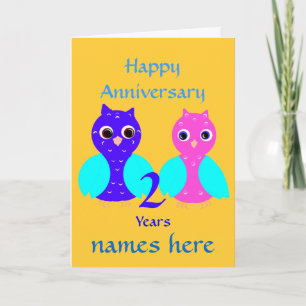 Carte Personnaliser mignonne de couples de hibou de