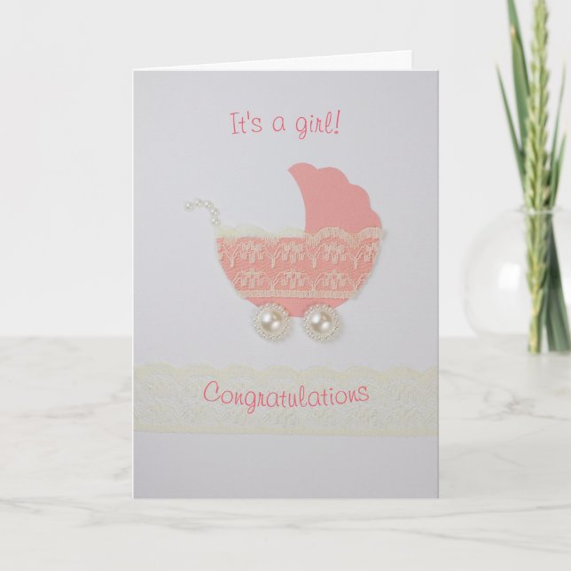 Carte Personnaliser Mignonne dentelle Bébé poussette (Devant)