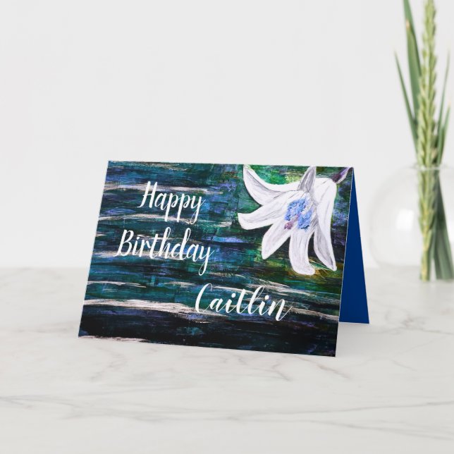 Carte Personnaliser par nom Joyeux anniversaire Flower D (Devant)