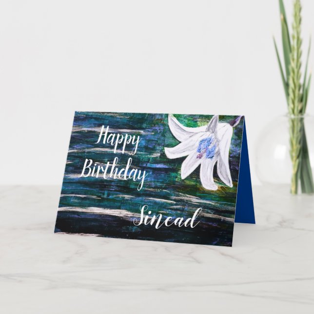 Carte Personnaliser par nom Joyeux anniversaire Flower D (Devant)