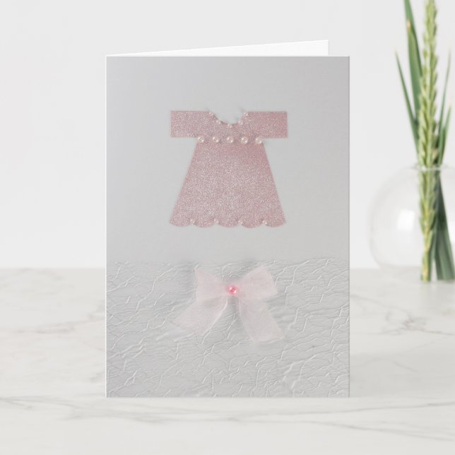 Carte Personnaliser Pink Baby robe fille Baptême (Devant)