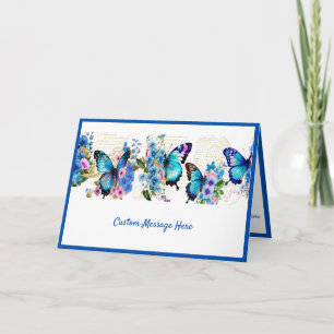 Carte Personnaliser simple Elegance Blue Butterflies Fle
