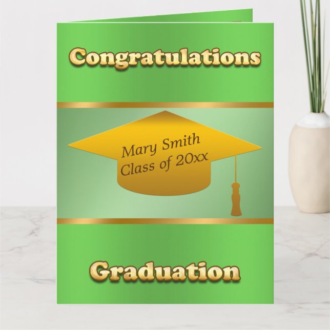 Carte Personnaliser simple moderne Gold Green (Devant)