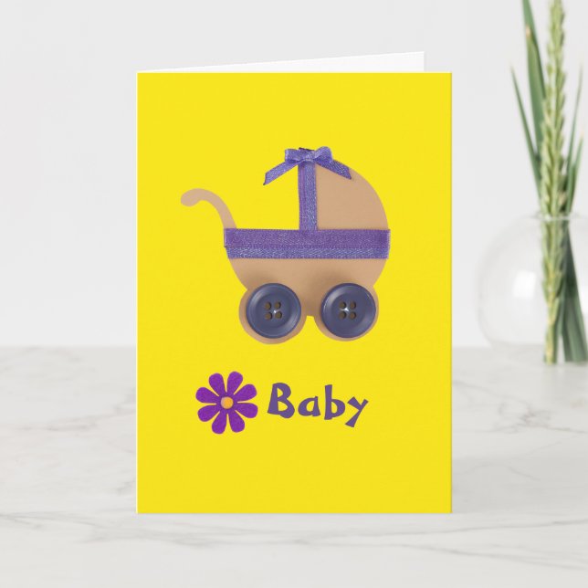 Carte Personnalisez Peach et le chariot bébé violet (Devant)