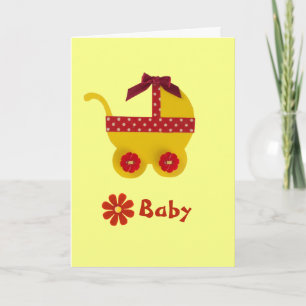 Carte Personnalisez votre bébé rouge et jaune brillant