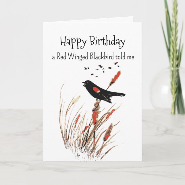 Carte Personnalité de Blackbird ailé rouge Anniversaire  (Devant)