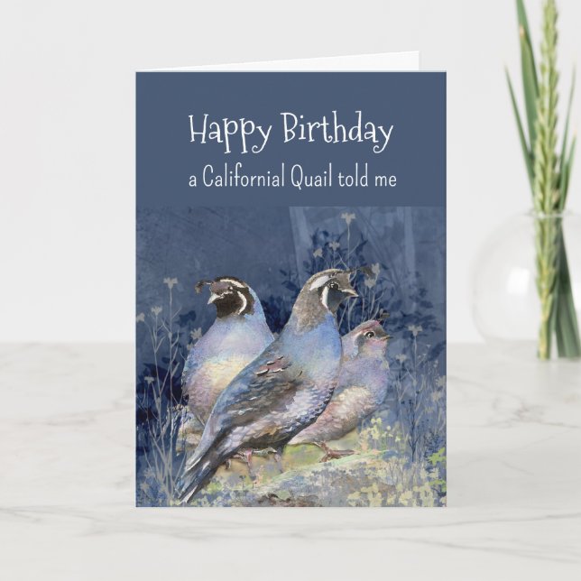Carte Personnalité de la Quail en Californie Anniversair (Devant)