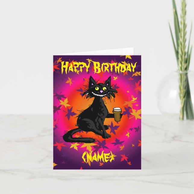 Carte Personnalité du Gothic Cat Birthday (Devant)