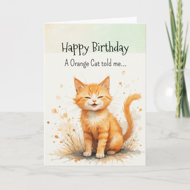 Carte Personnalité d'un chat orange Anniversaire animal (Devant)