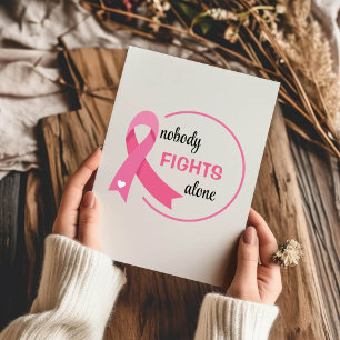 Carte Personne ne se bat seul Pink Ribbon Salutation